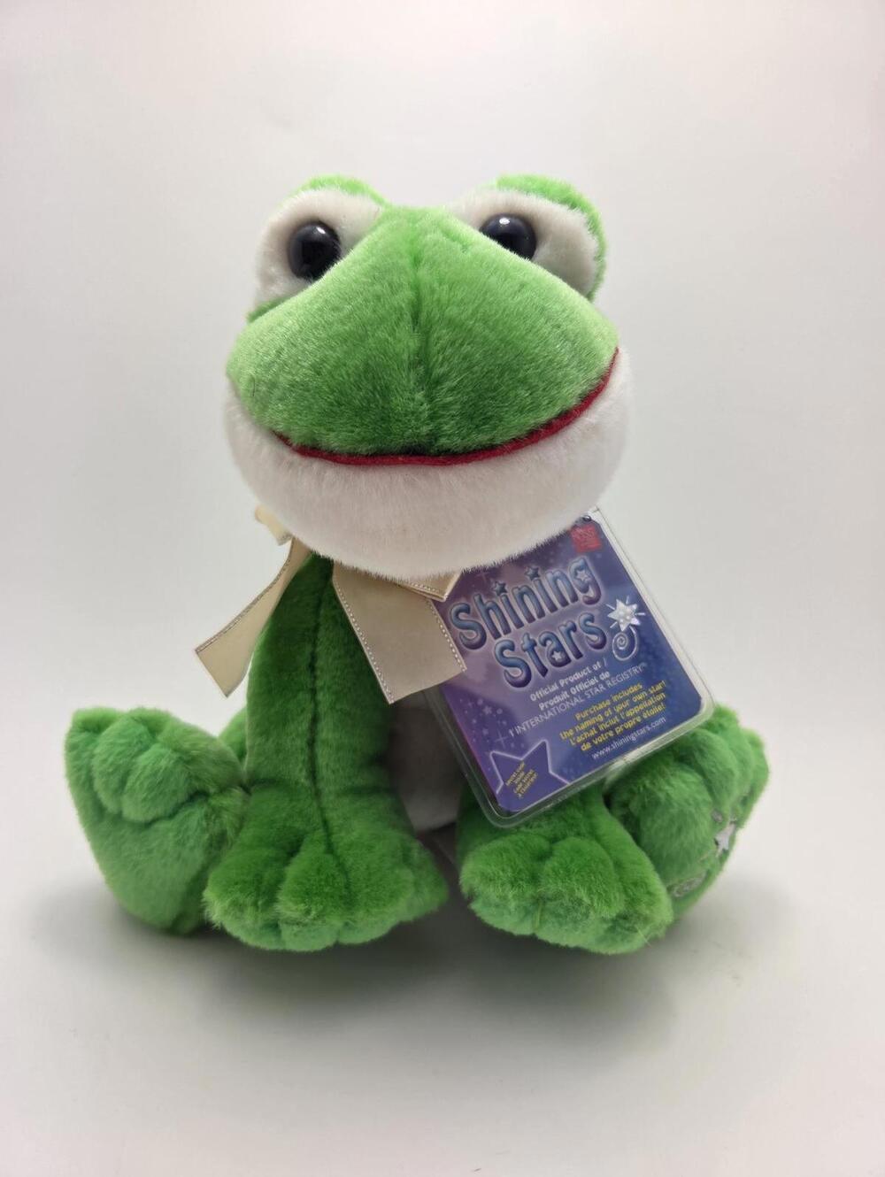 Russ Shining Stars Green Frog Plush, Vintage Collectible, New with Tags(10 inch)
